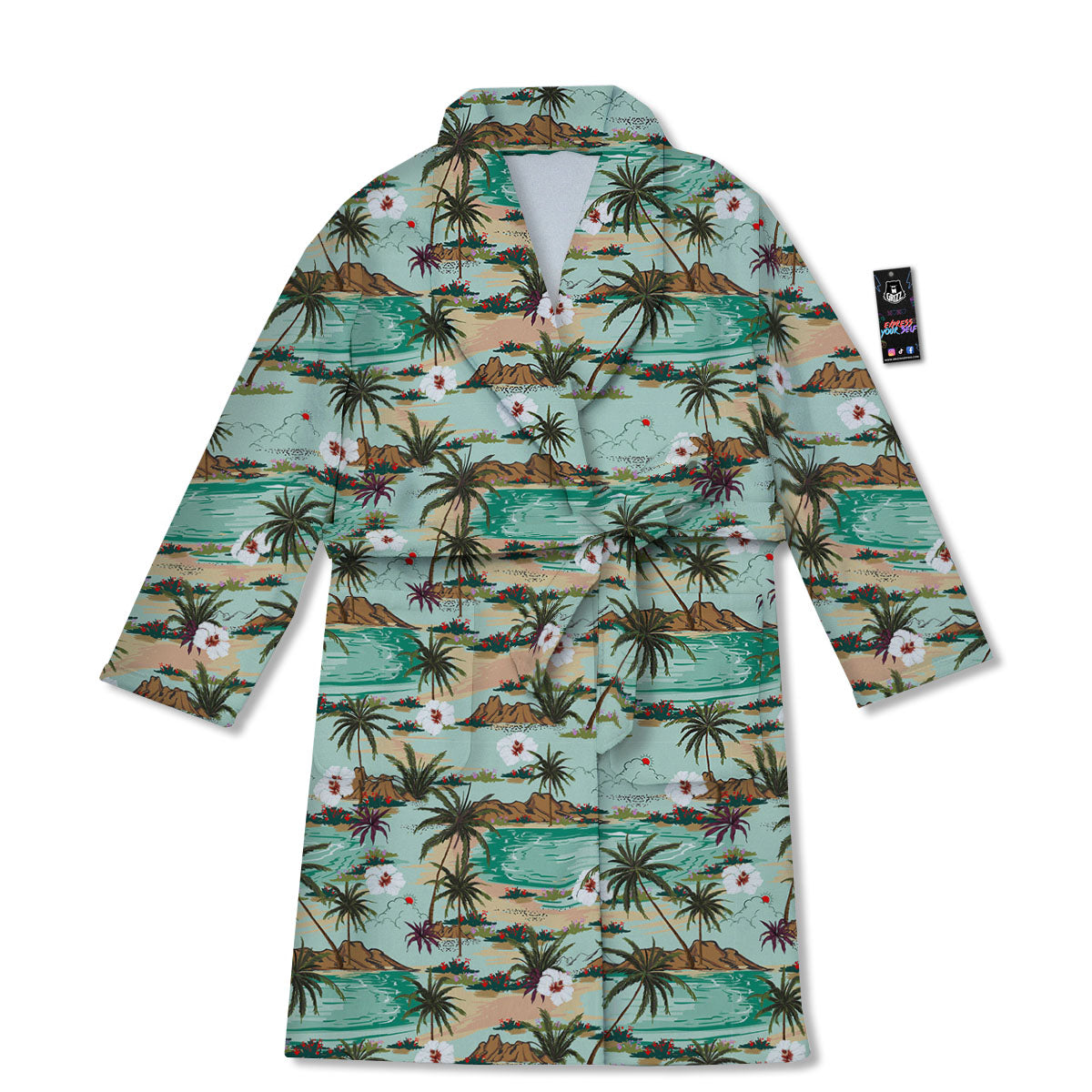 Plam Tree Beach Summer Print Pattern Bathrobe-grizzshop
