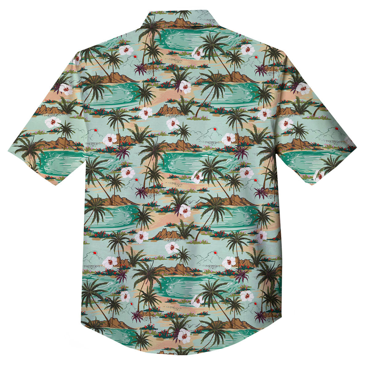 Plam Tree Beach Summer Print Pattern Button Up Shirt-grizzshop