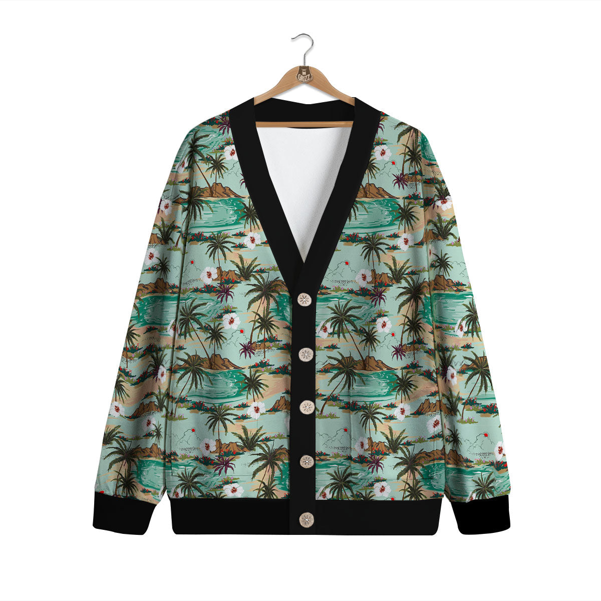 Plam Tree Beach Summer Print Pattern Cardigan-grizzshop