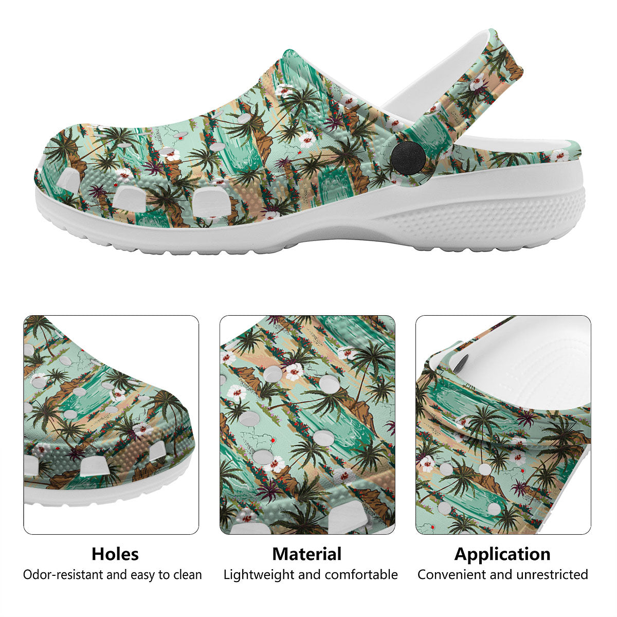 Plam Tree Beach Summer Print Pattern Clog-grizzshop