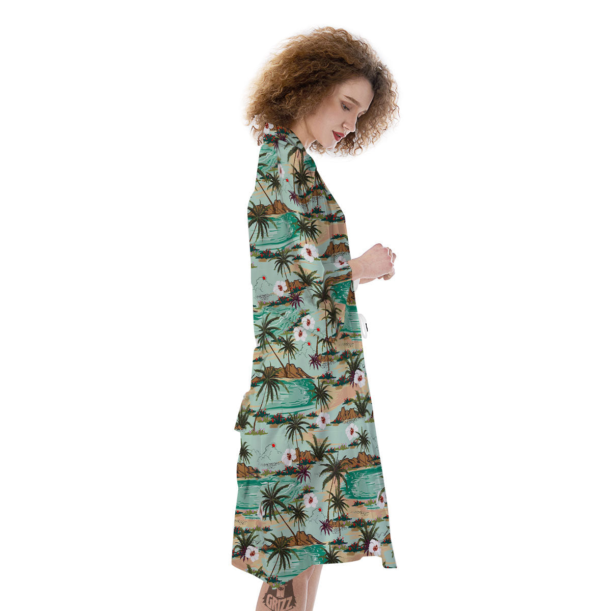 Plam Tree Beach Summer Print Pattern Kimono-grizzshop