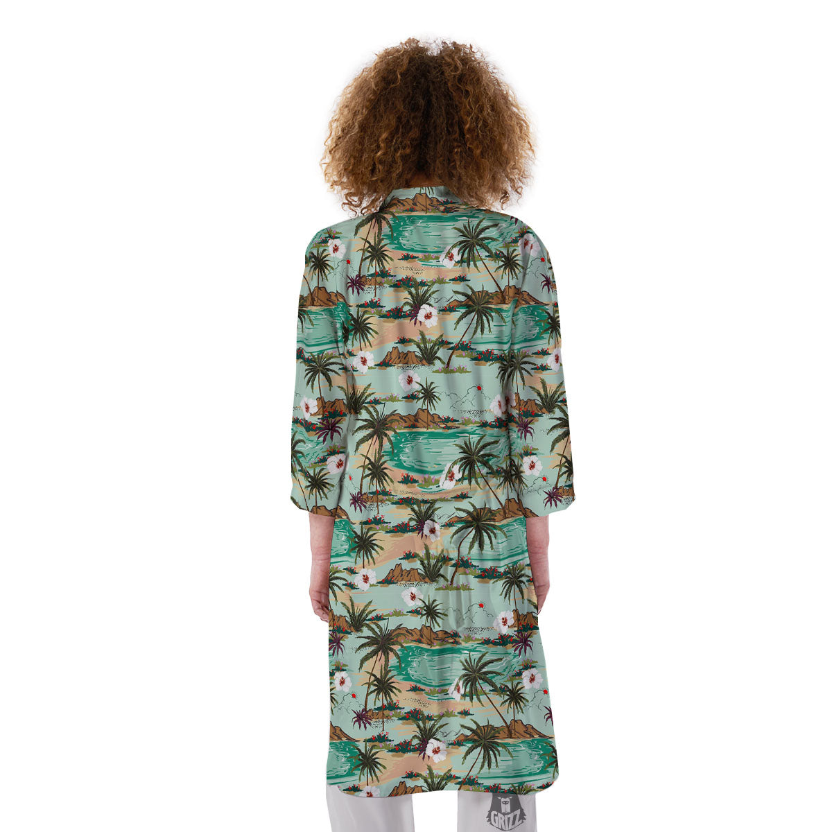 Plam Tree Beach Summer Print Pattern Kimono-grizzshop