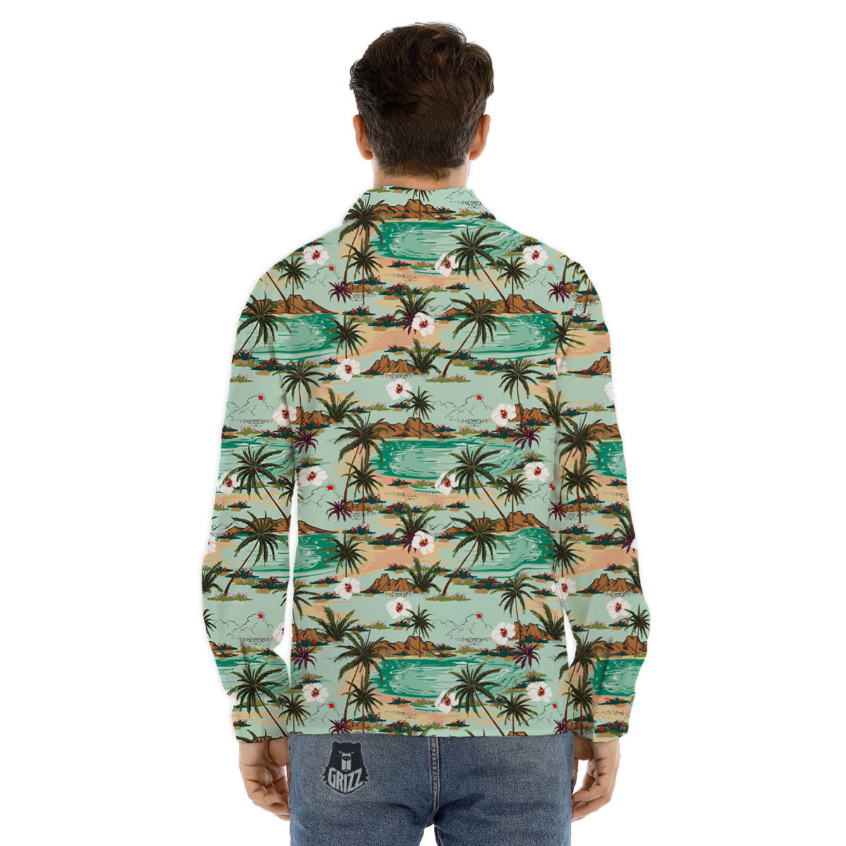 Plam Tree Beach Summer Print Pattern Men's Dress Shirts-grizzshop