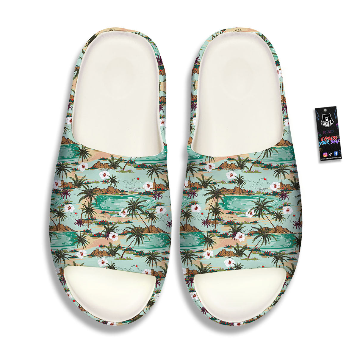 Plam Tree Beach Summer Print Pattern Sandals-grizzshop