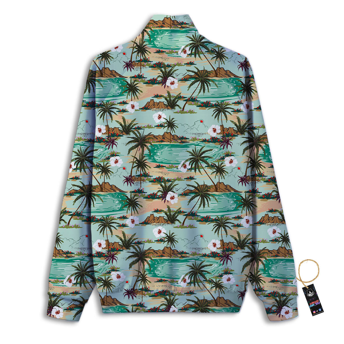 Plam Tree Beach Summer Print Pattern Track Jacket-grizzshop
