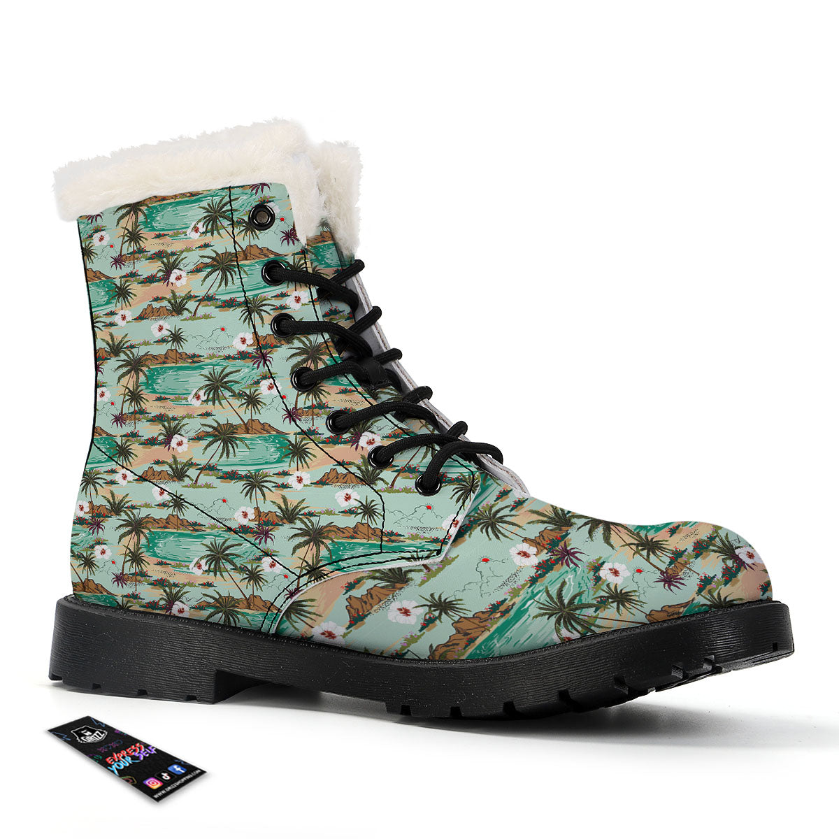 Plam Tree Beach Summer Print Pattern Winter Boots-grizzshop