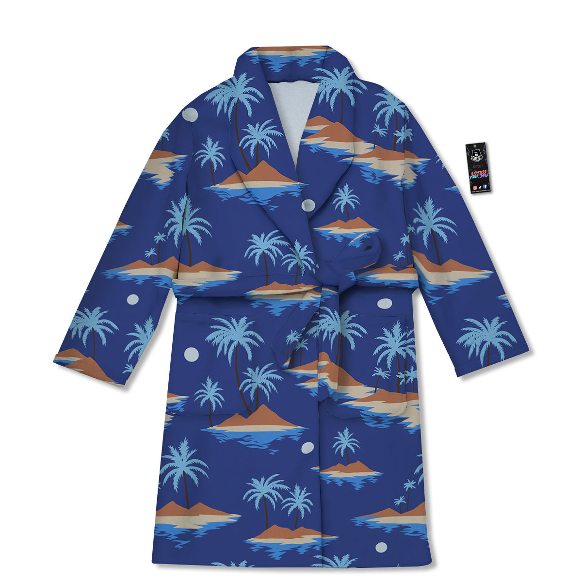 Plam Tree Beach Vintage Print Pattern Bathrobe-grizzshop
