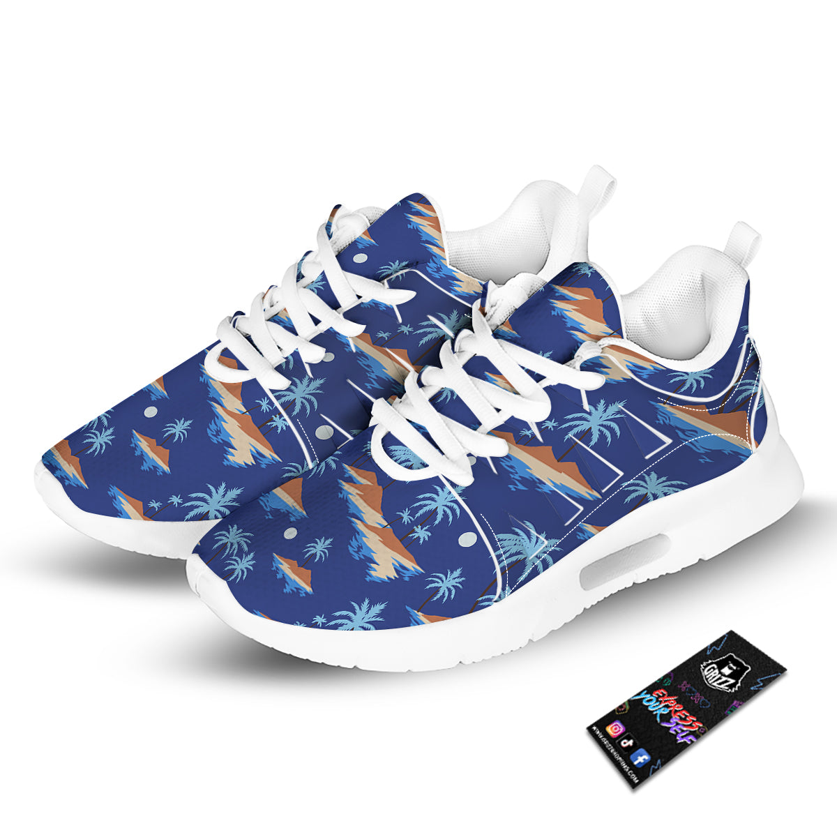 Plam Tree Beach Vintage Print Pattern Tennis Shoes-grizzshop