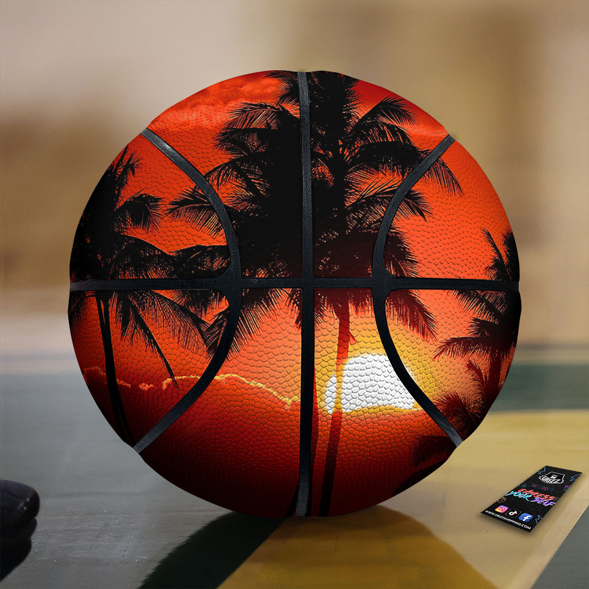 Plam Tree Sunset Tropical Print Basketball