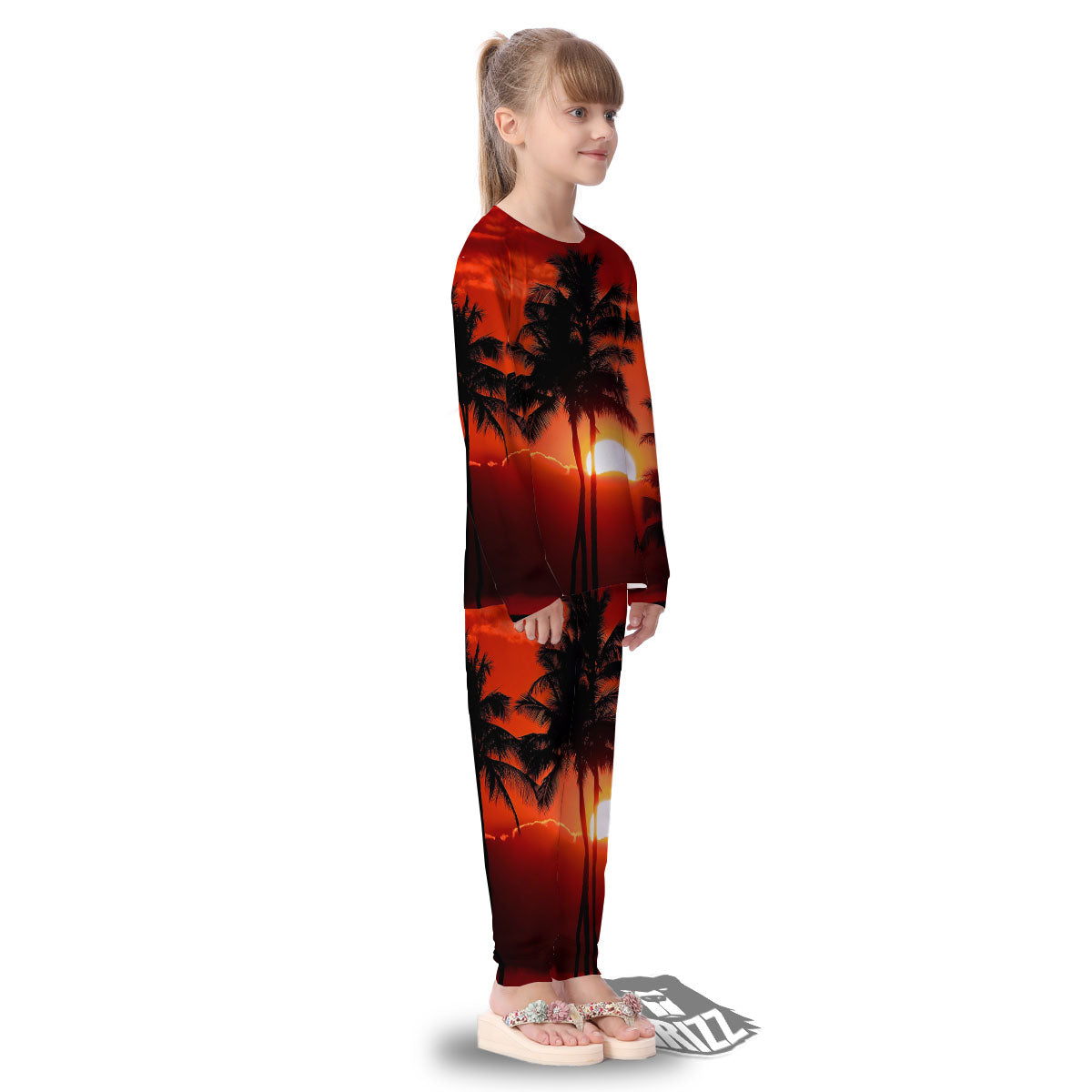 Plam Tree Sunset Tropical Print Kid's Pajamas-grizzshop