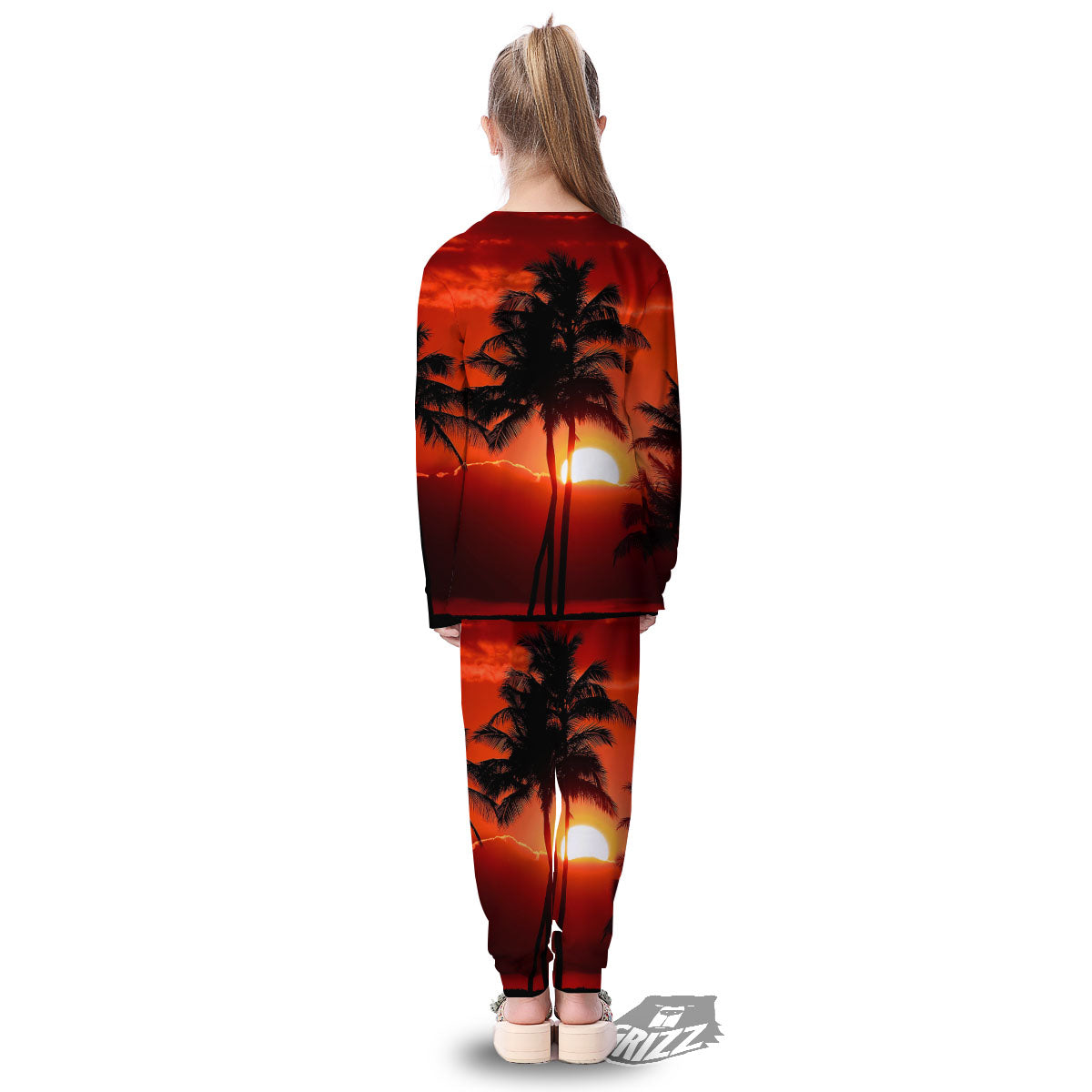 Plam Tree Sunset Tropical Print Kid's Pajamas-grizzshop