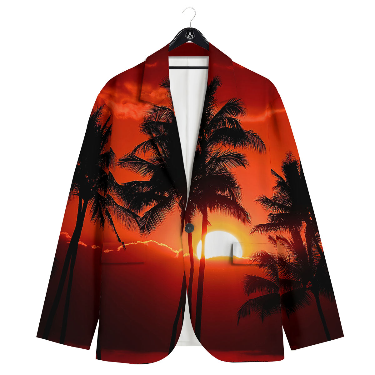 Plam Tree Sunset Tropical Print Men's Sport Coat-grizzshop
