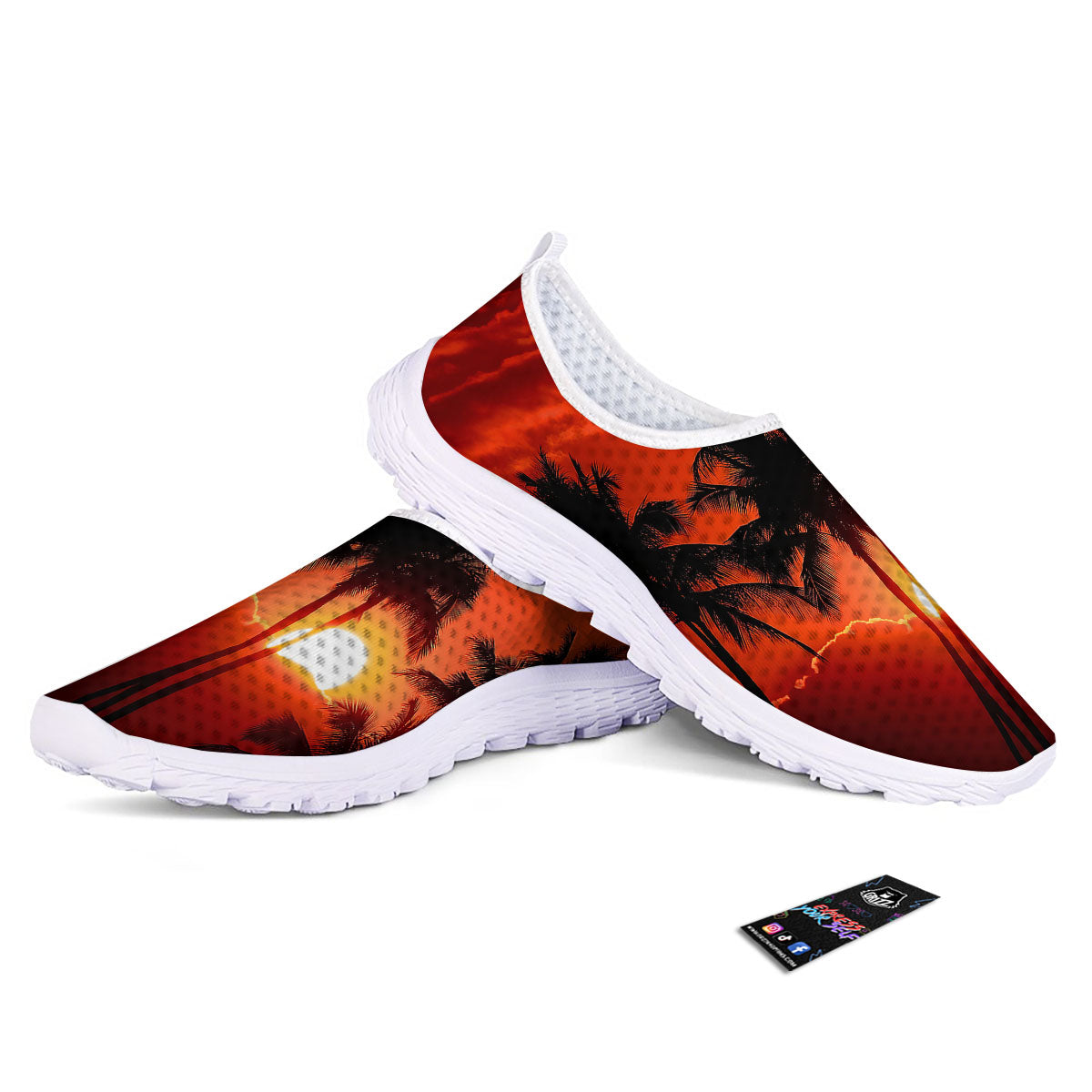 Plam Tree Sunset Tropical Print Nurse Shoes-grizzshop