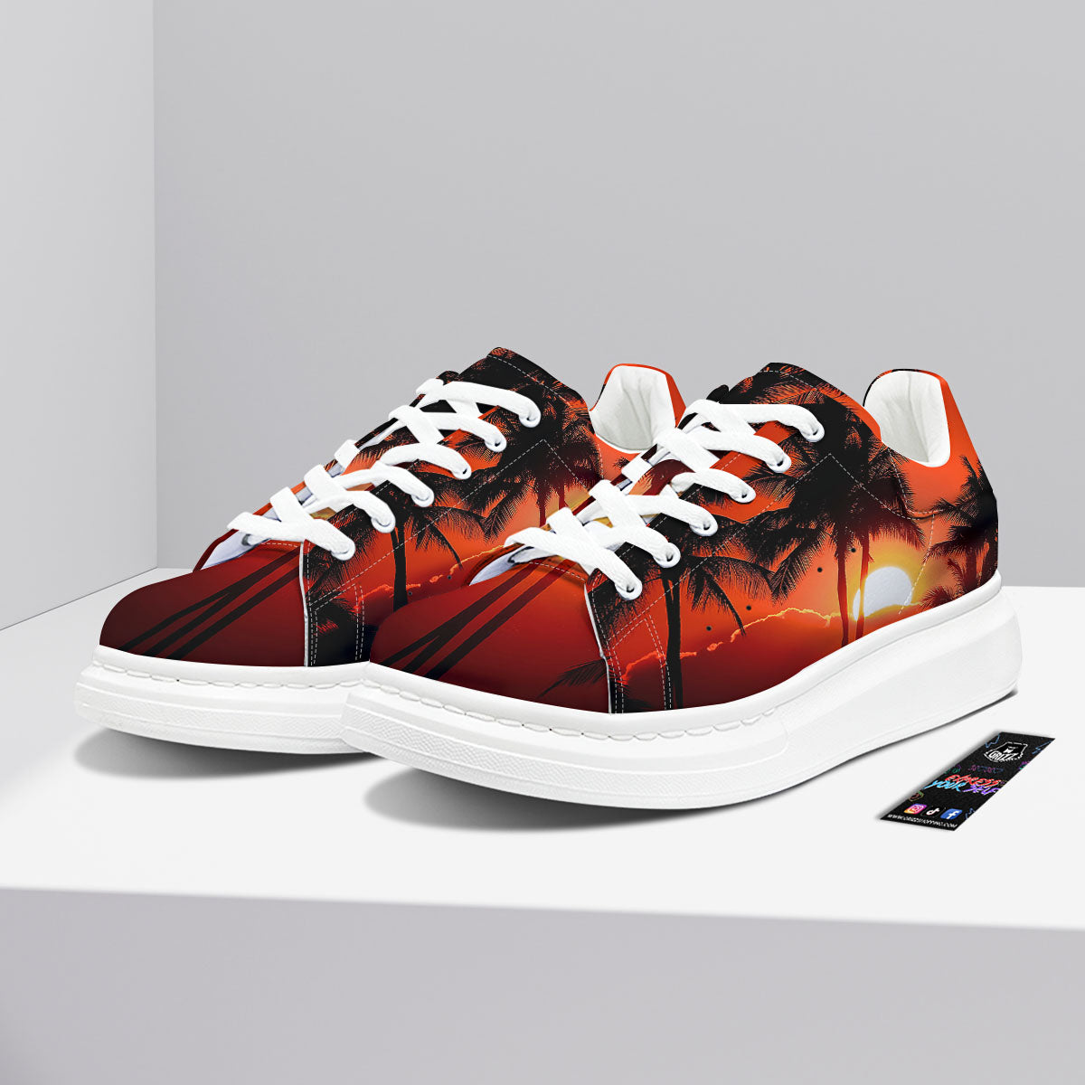 Plam Tree Sunset Tropical Print Platform Shoes-grizzshop