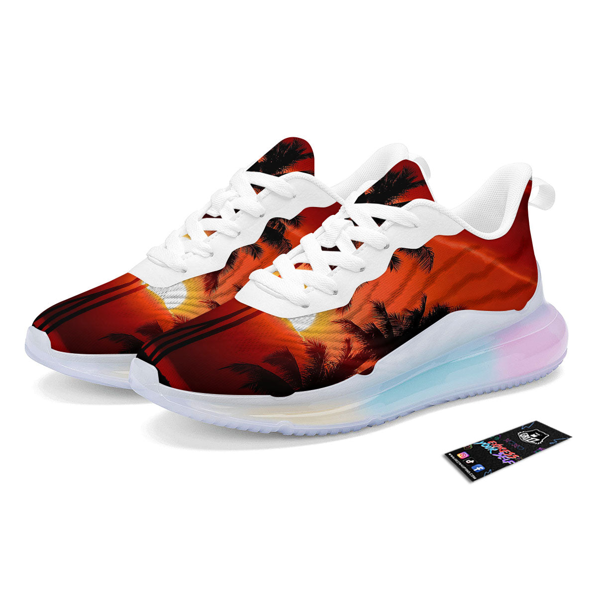 Plam Tree Sunset Tropical Print Running Sneakers-grizzshop