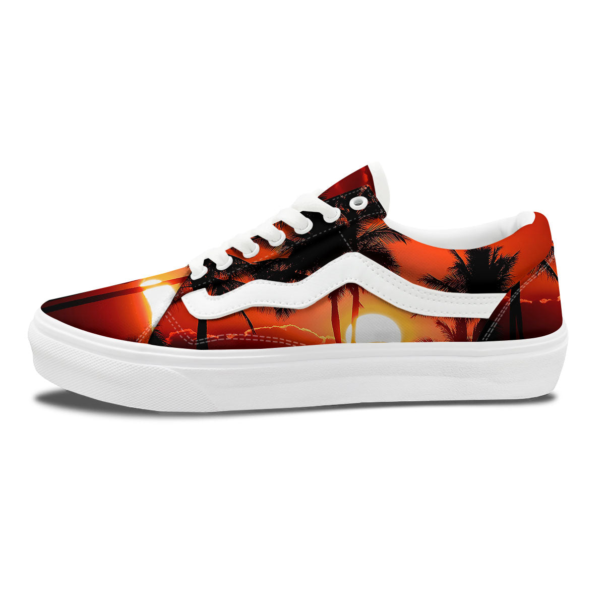 Plam Tree Sunset Tropical Print Skate Shoes-grizzshop