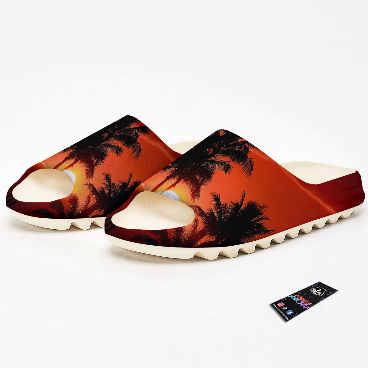 Plam Tree Sunset Tropical Print Sandals-grizzshop