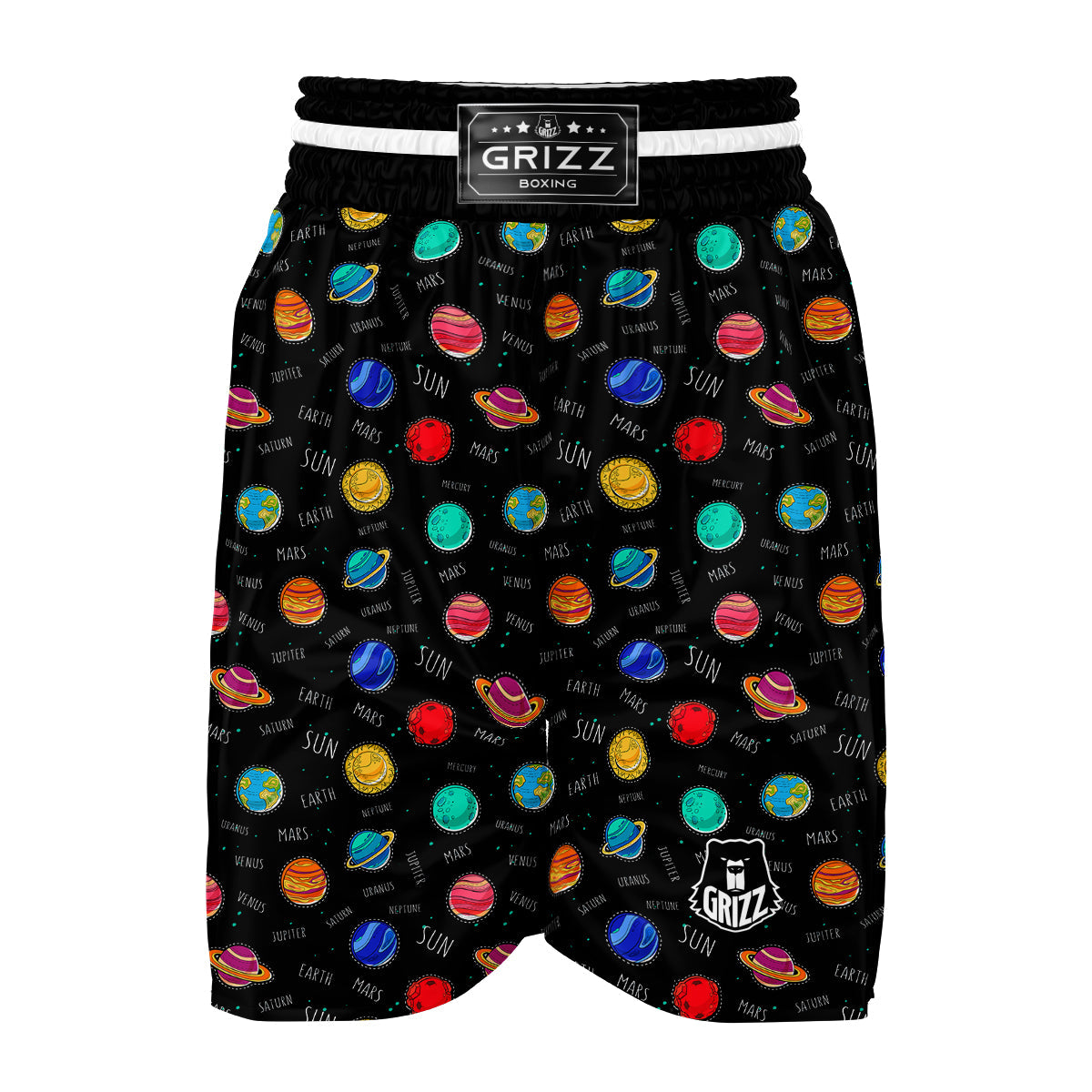 Planet And Solar System Print Pattern Boxing Shorts-grizzshop
