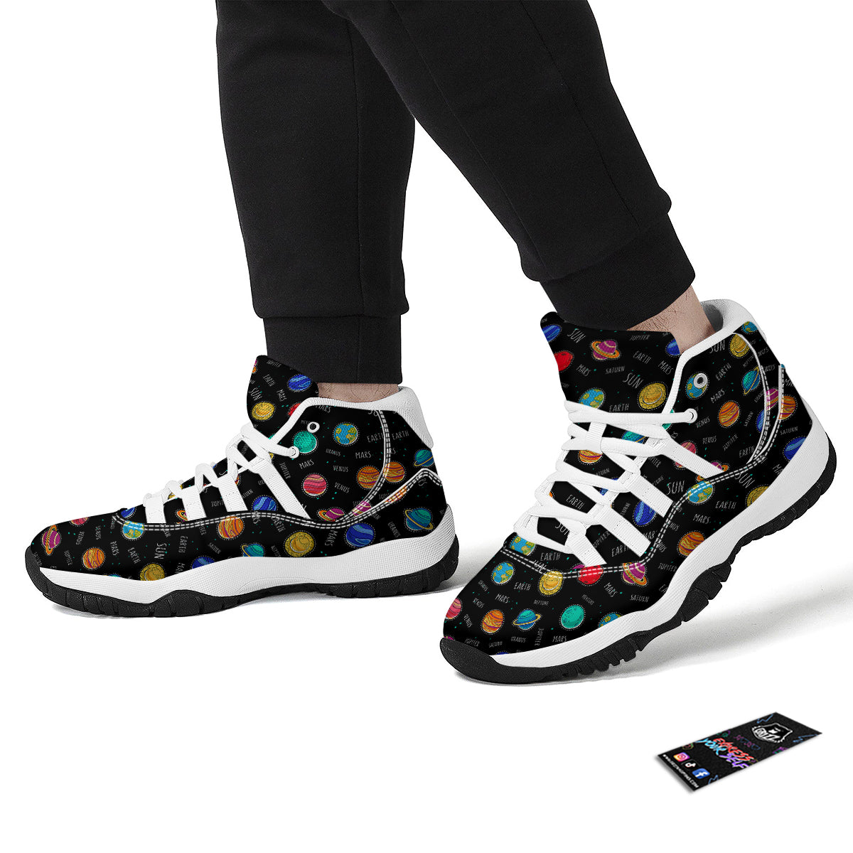 Planet And Solar System Print Pattern White Bball Shoes-grizzshop