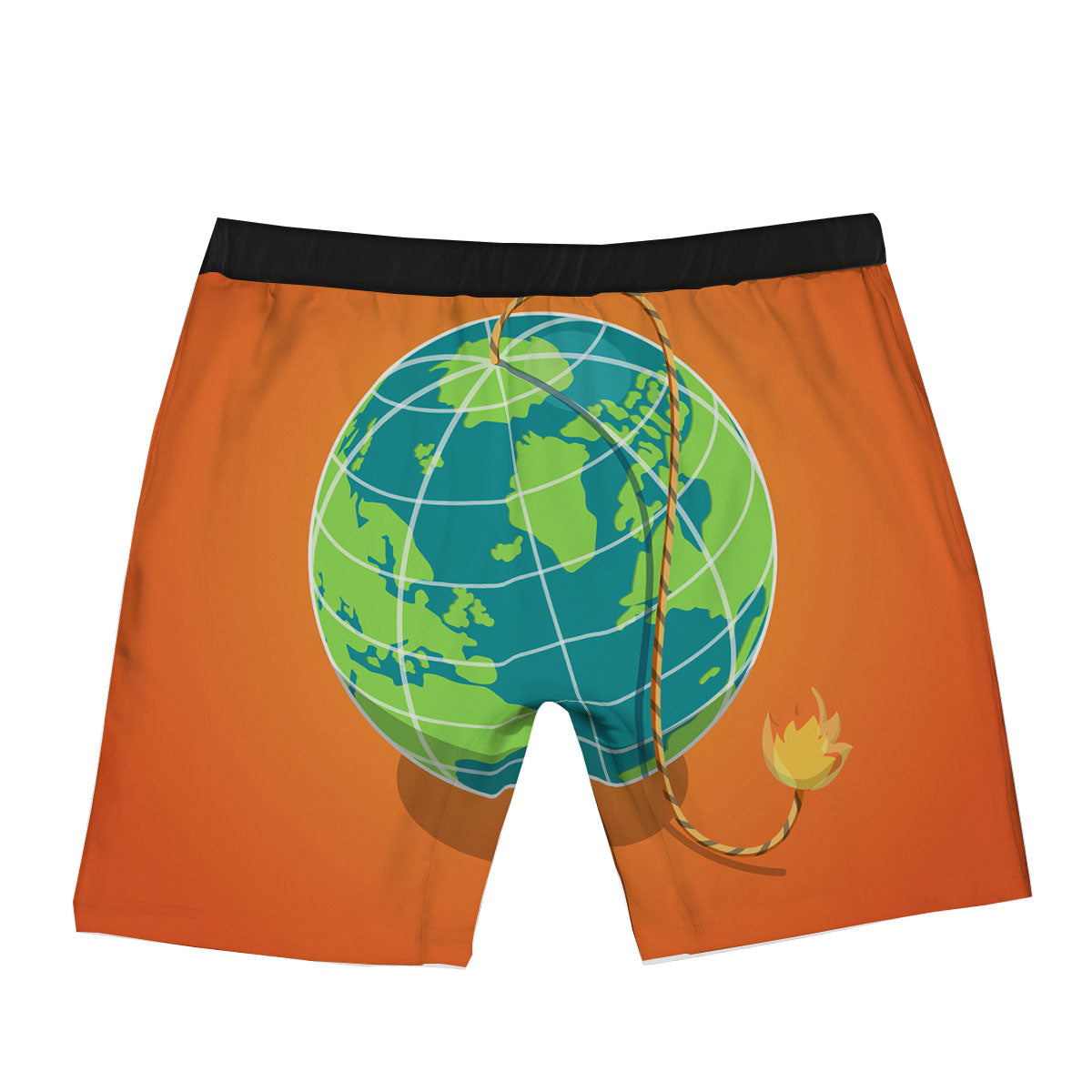 Planet Earth With Burning Fuse Orange Print Boxer Briefs-grizzshop