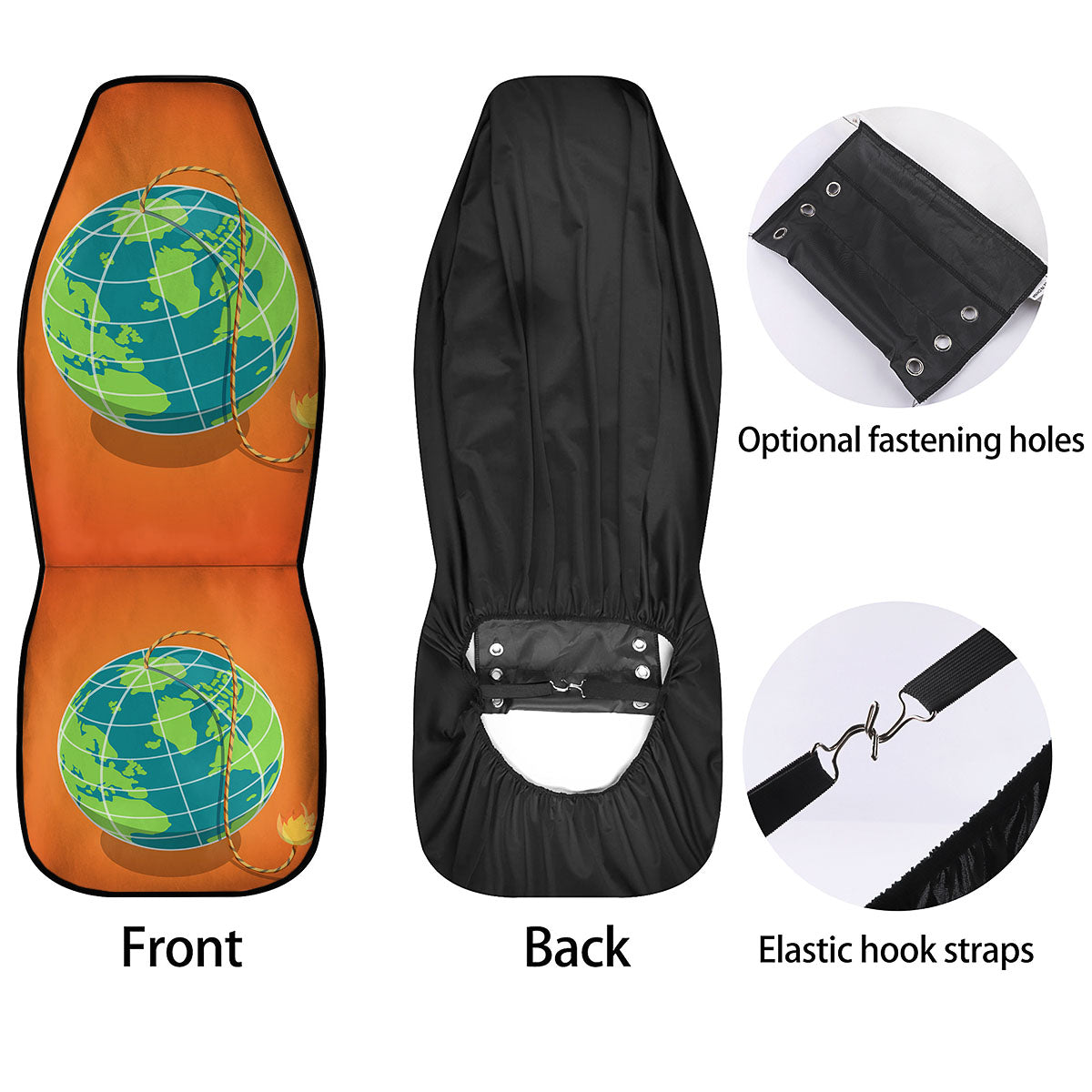 Planet Earth With Burning Fuse Orange Print Car Seat Covers-grizzshop