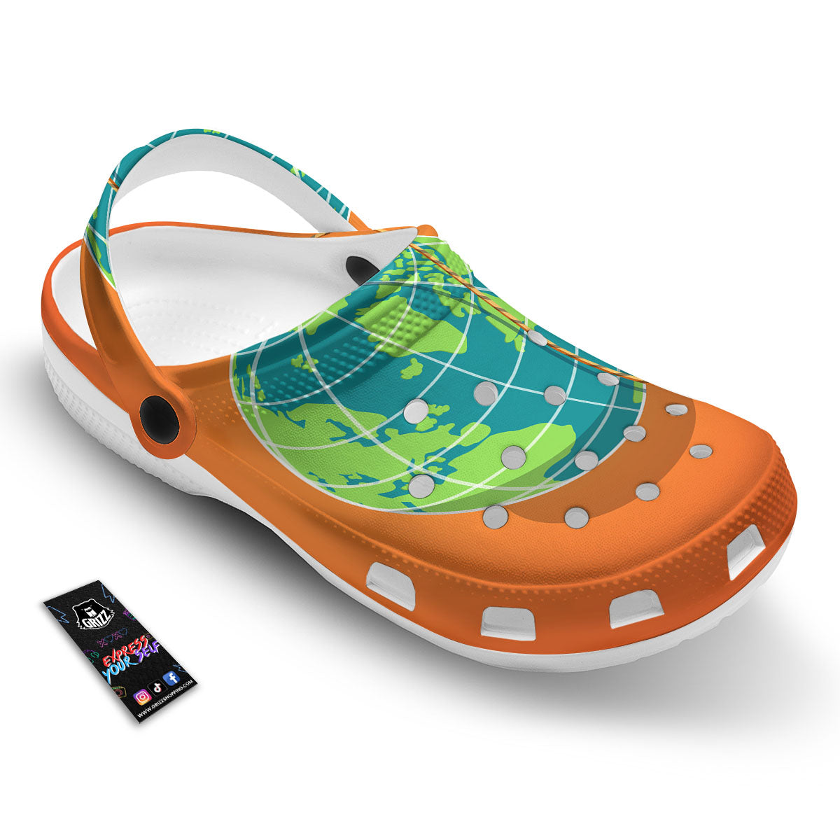 Planet Earth With Burning Fuse Orange Print Clog-grizzshop