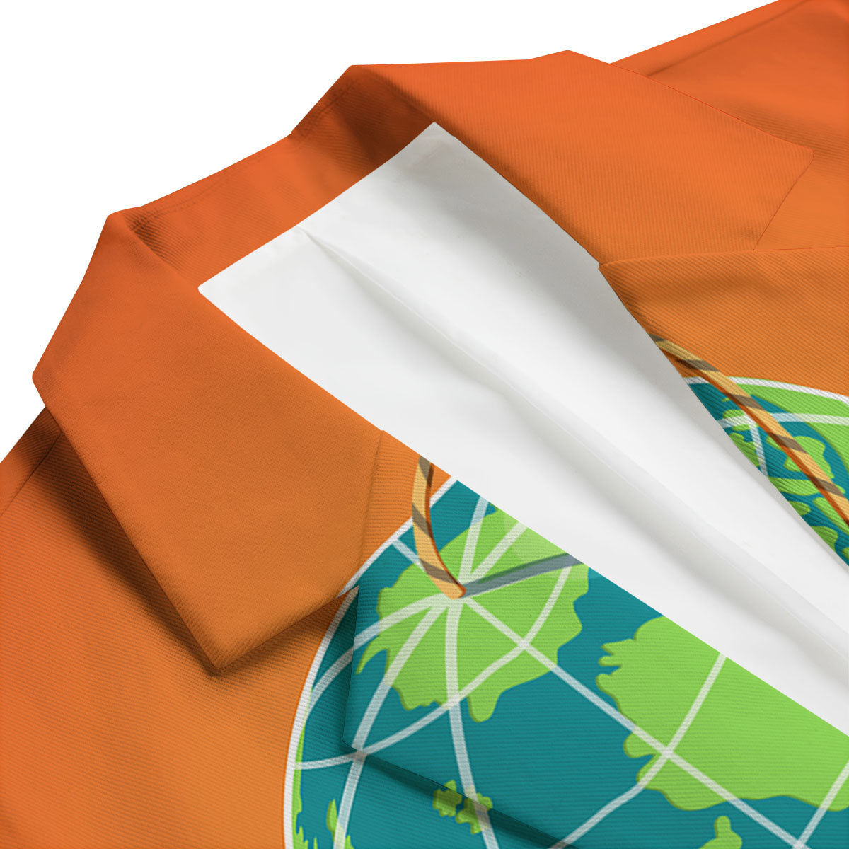 Planet Earth With Burning Fuse Orange Print Men's Blazer-grizzshop
