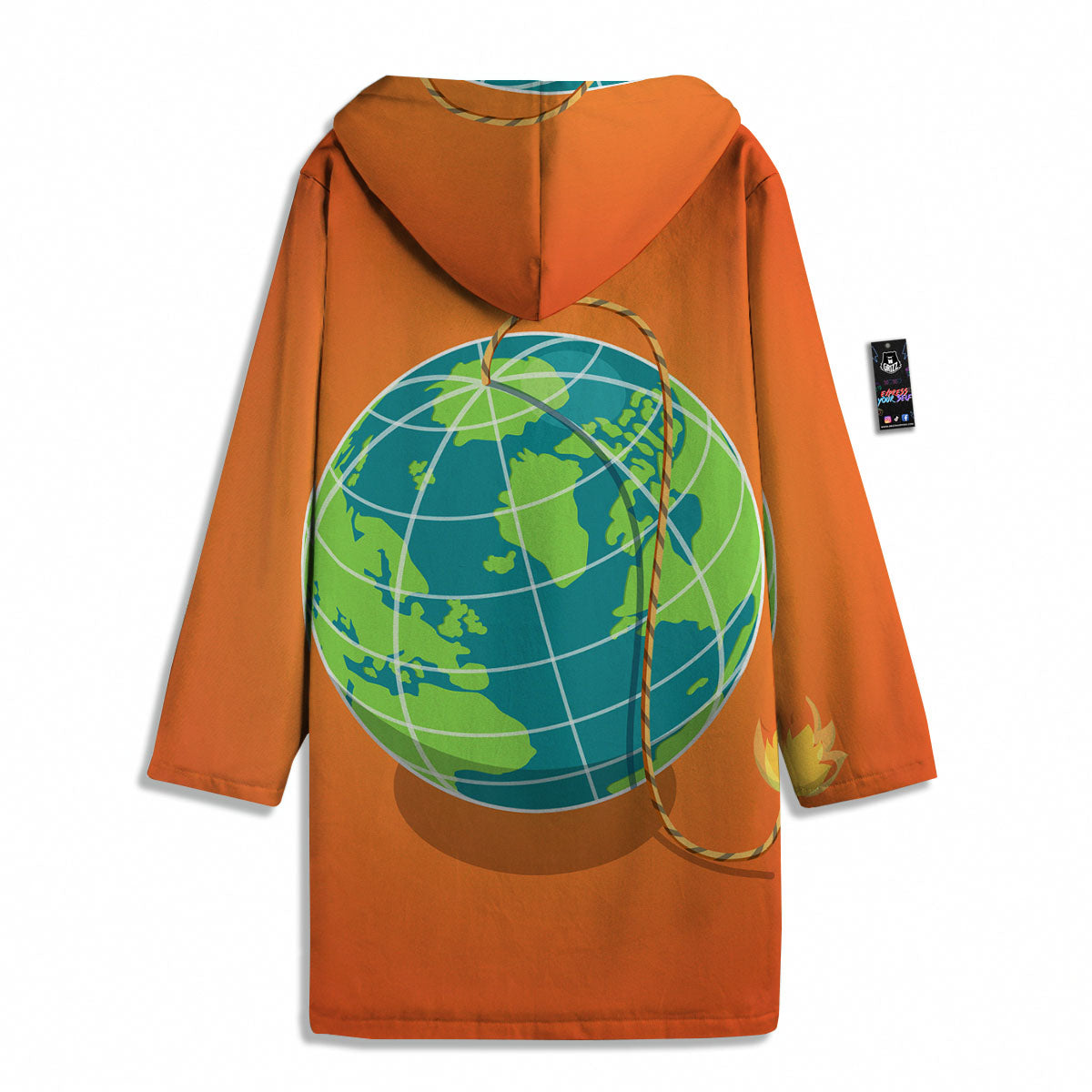 Planet Earth With Burning Fuse Orange Print Men's Windbreaker Jacket-grizzshop