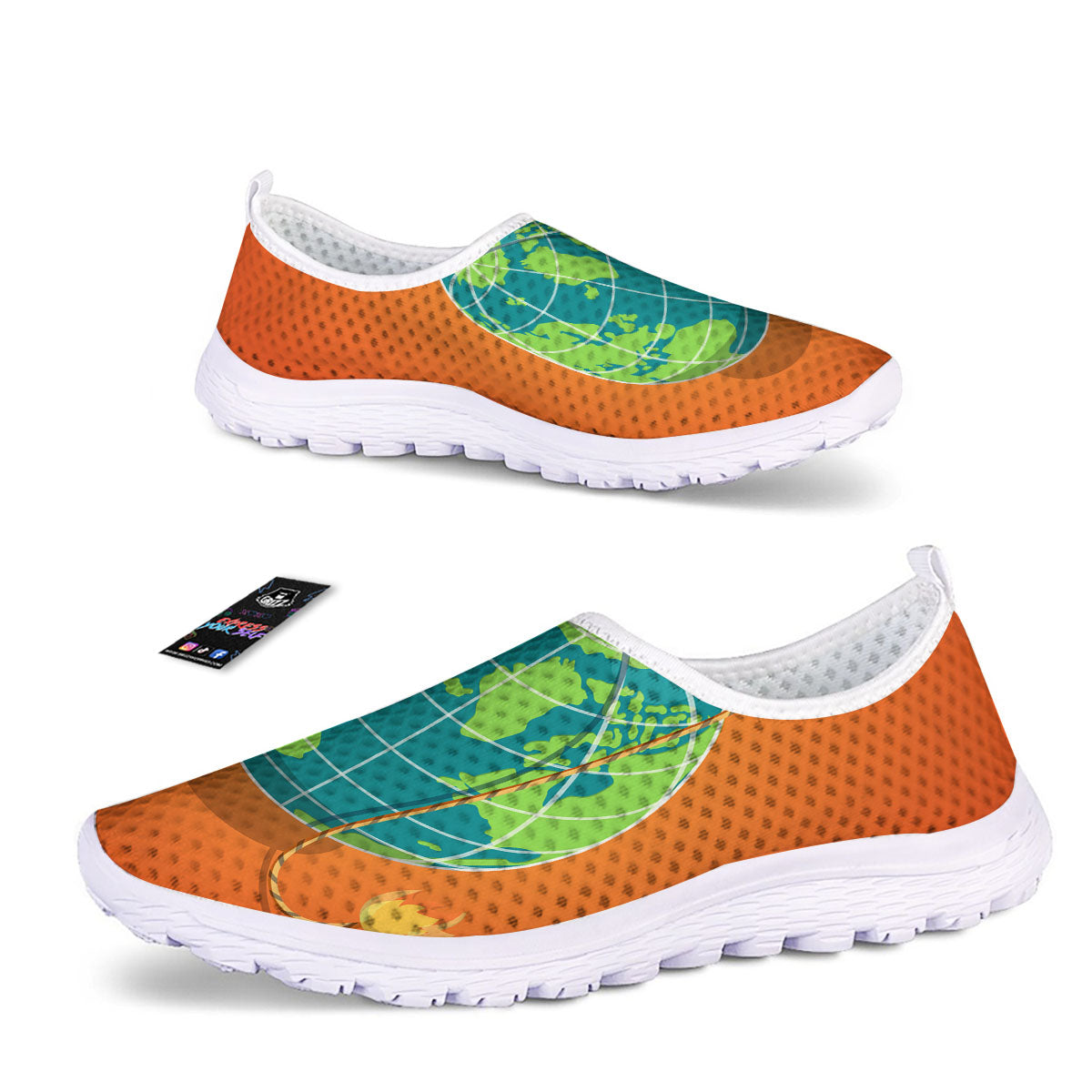 Planet Earth With Burning Fuse Orange Print Nurse Shoes-grizzshop
