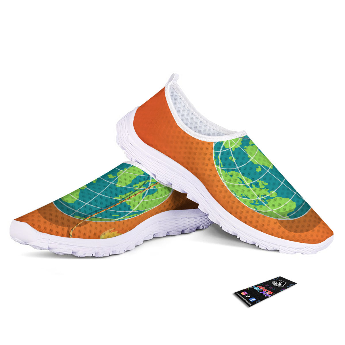 Planet Earth With Burning Fuse Orange Print Nurse Shoes-grizzshop