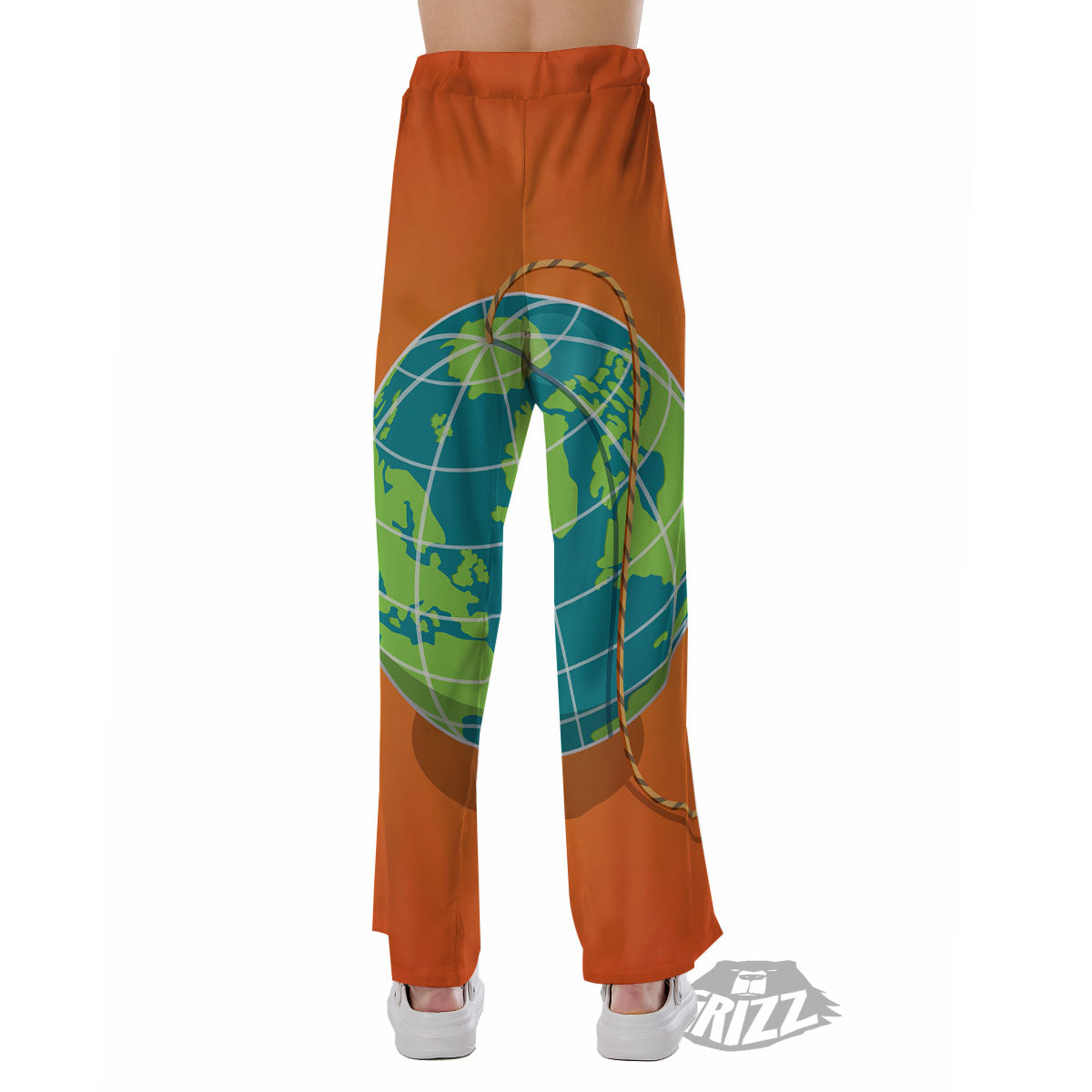 Planet Earth With Burning Fuse Orange Print Pajama Pants-grizzshop