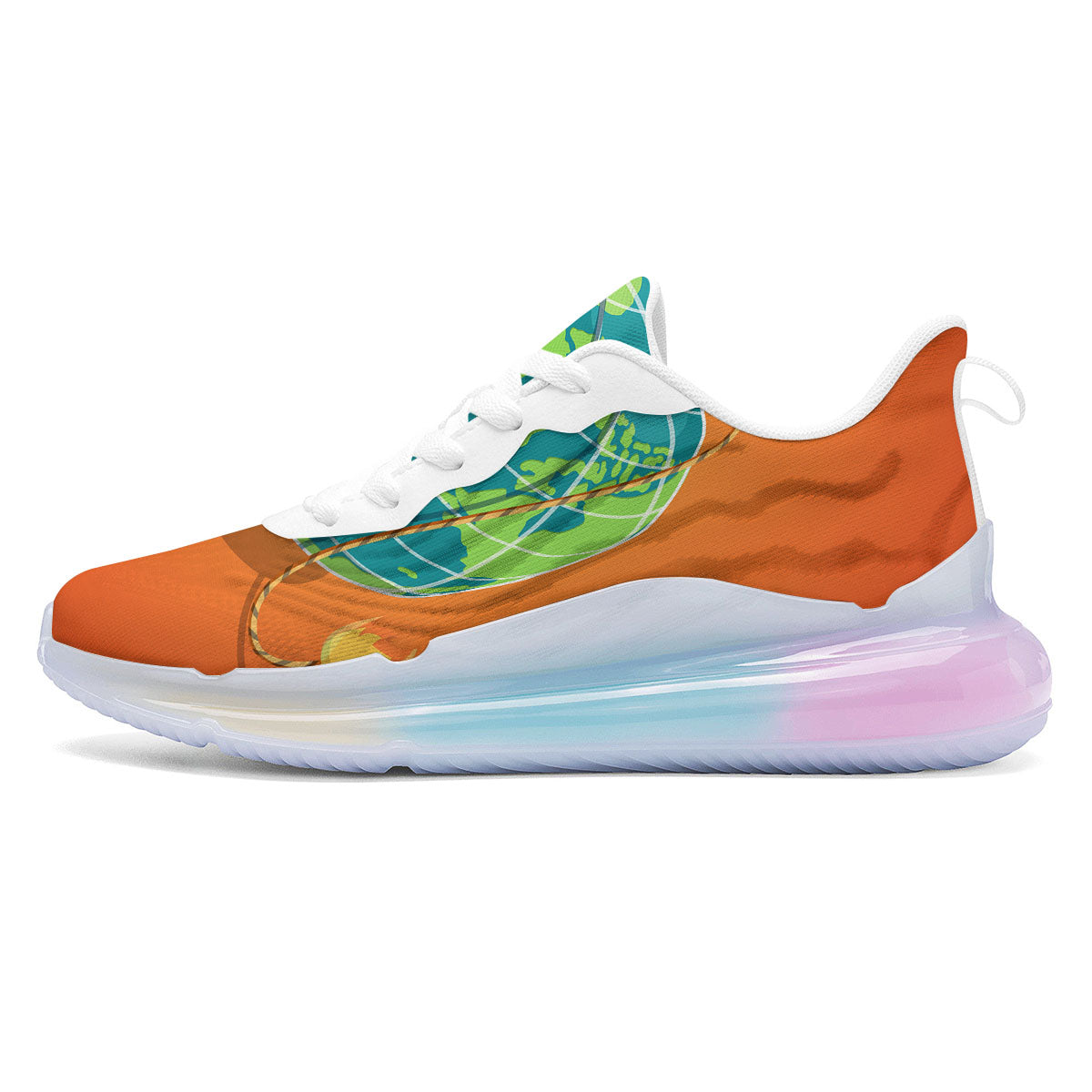Planet Earth With Burning Fuse Orange Print Running Sneakers-grizzshop