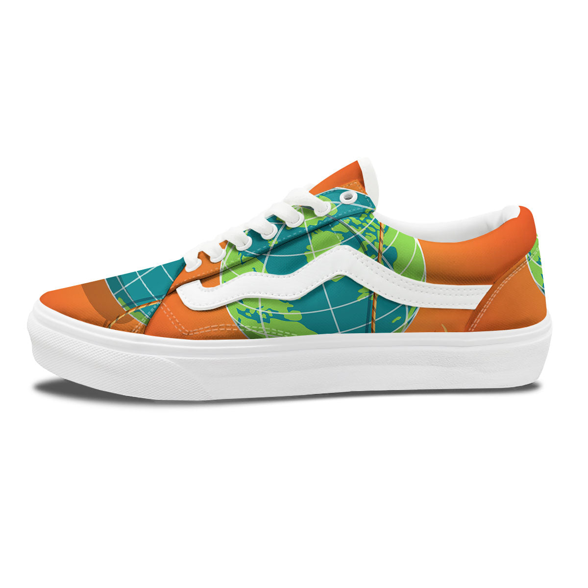 Planet Earth With Burning Fuse Orange Print Skate Shoes-grizzshop