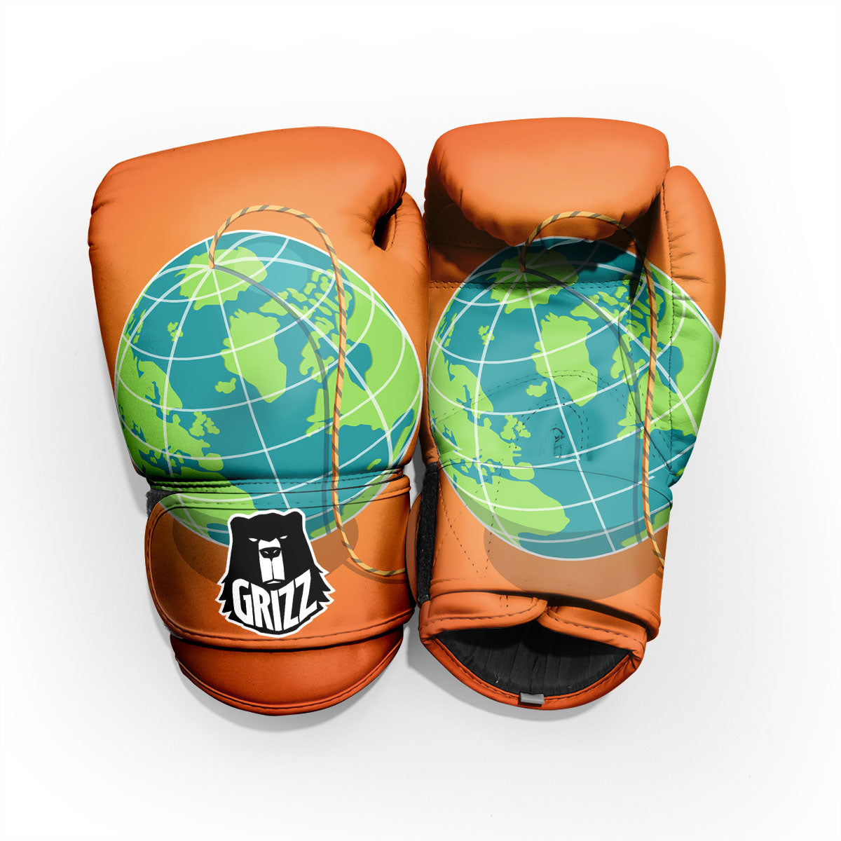 Planet Earth With Burning Fuse Orange Print Pro Boxing Glove