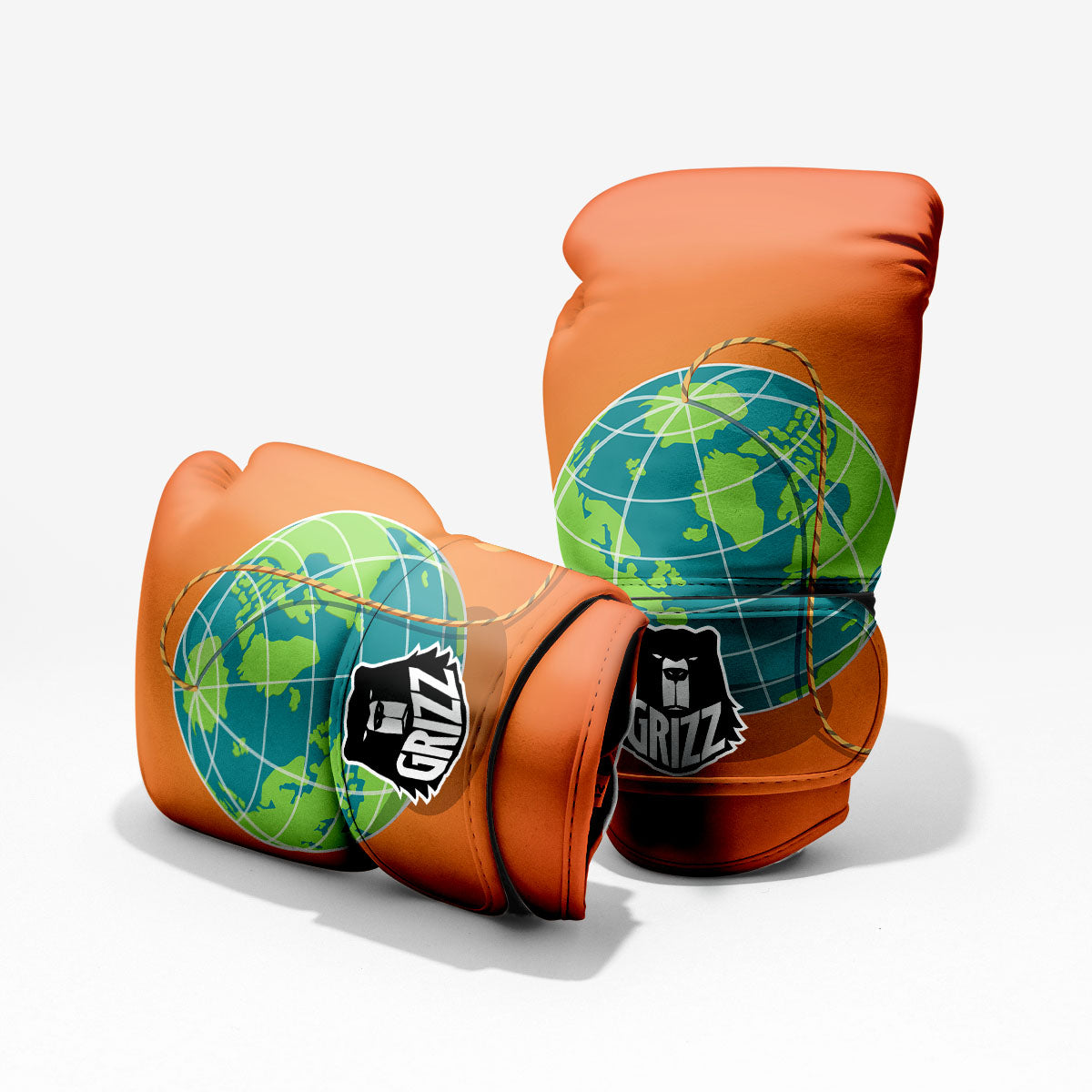 Planet Earth With Burning Fuse Orange Print Pro Boxing Glove