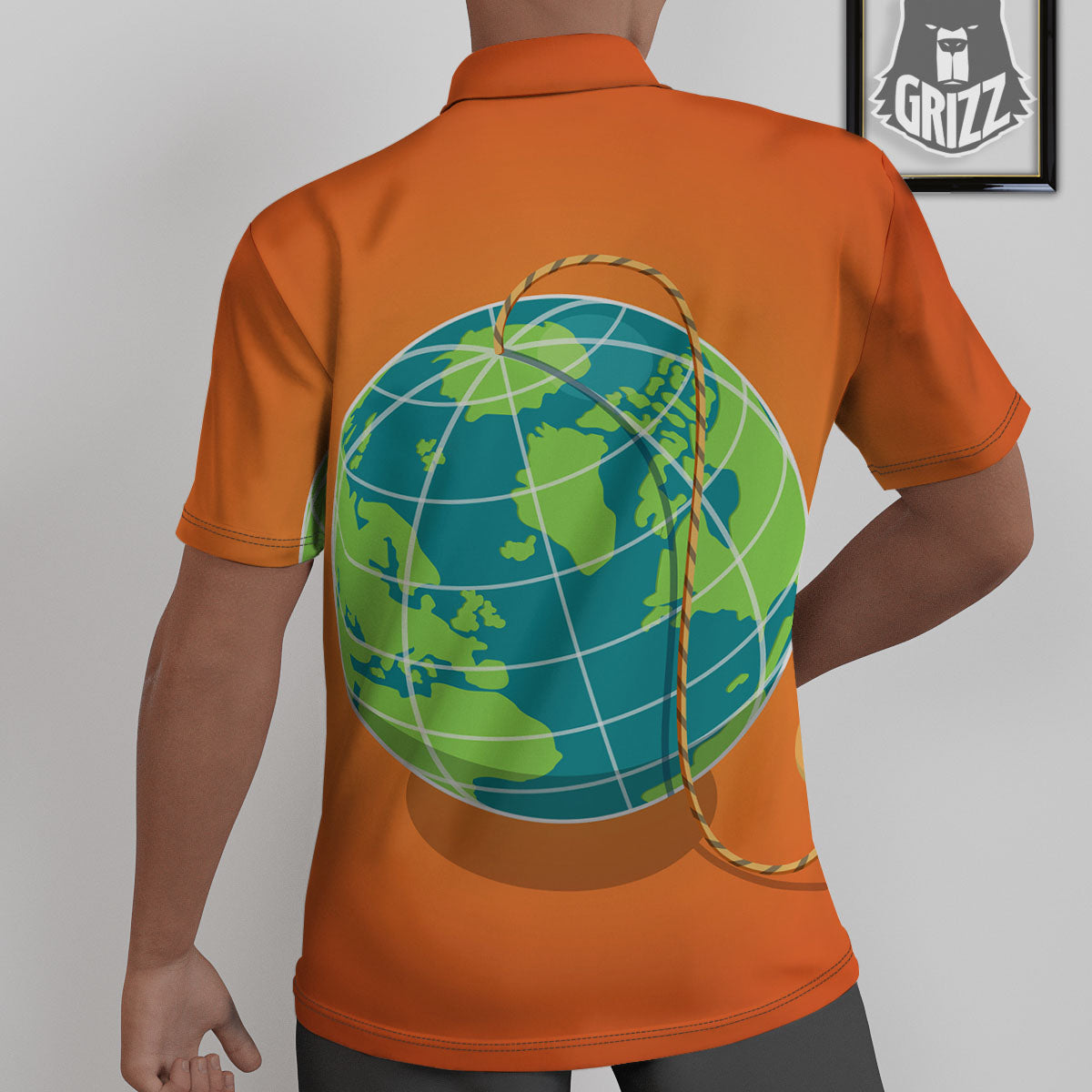 Planet Earth With Burning Fuse Orange Print Untucked Shirts-grizzshop