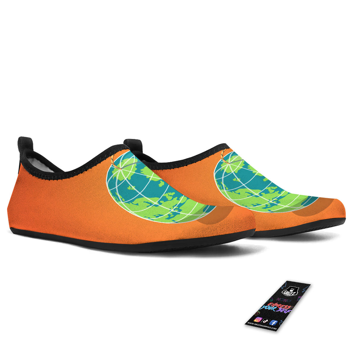 Planet Earth With Burning Fuse Orange Print Water Shoes-grizzshop