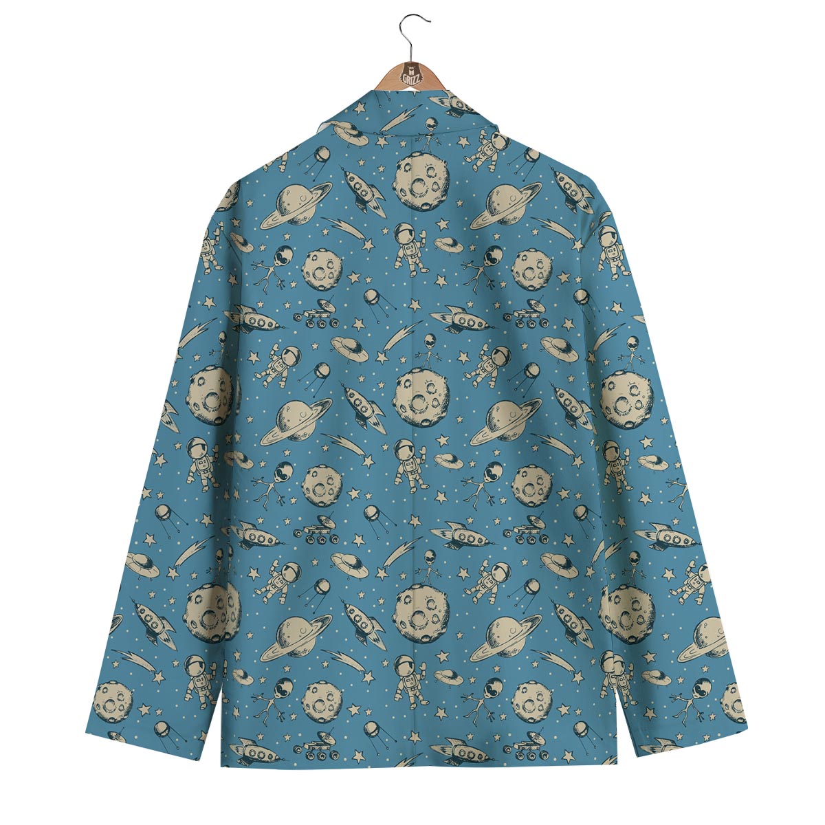 Planet Pattern Print Men's Blazer-grizzshop