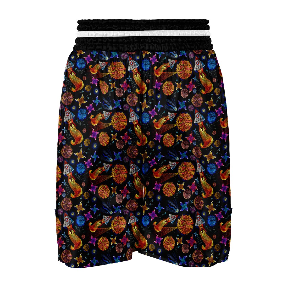 Planet Spaceship Print Pattern Boxing Shorts-grizzshop