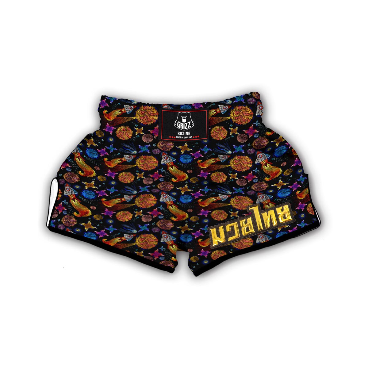 Planet Spaceship Print Pattern Muay Thai Boxing Shorts-grizzshop