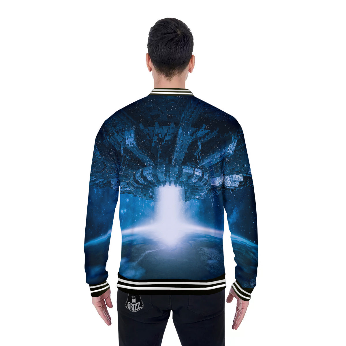 Planetary Invasion Print Baseball Jacket-grizzshop
