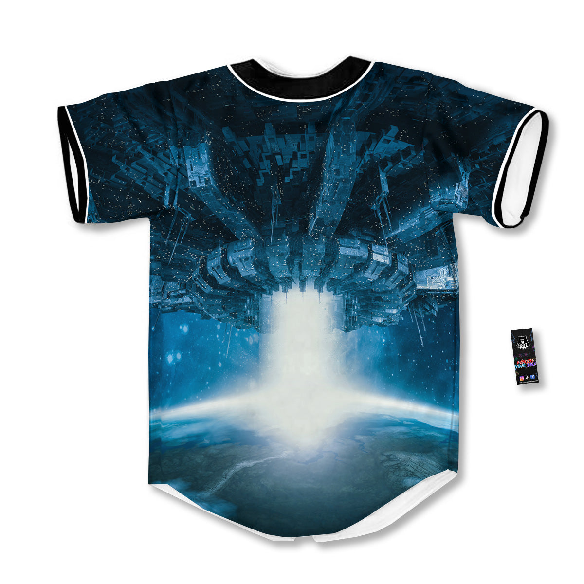 Planetary Invasion Print Baseball Jersey-grizzshop