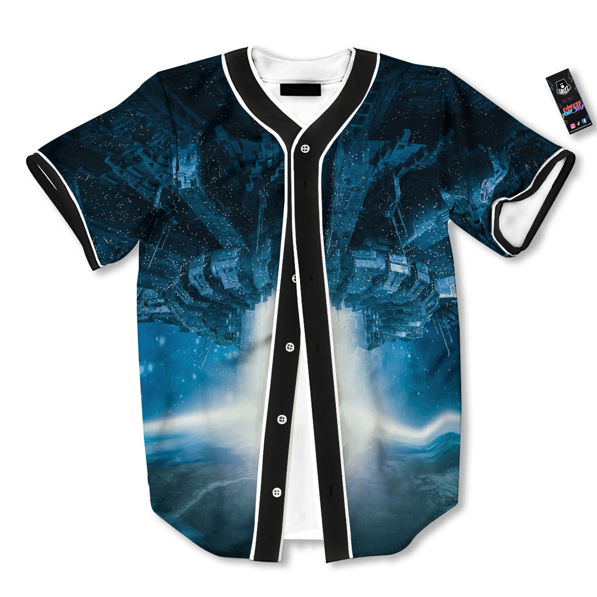Planetary Invasion Print Baseball Jersey-grizzshop