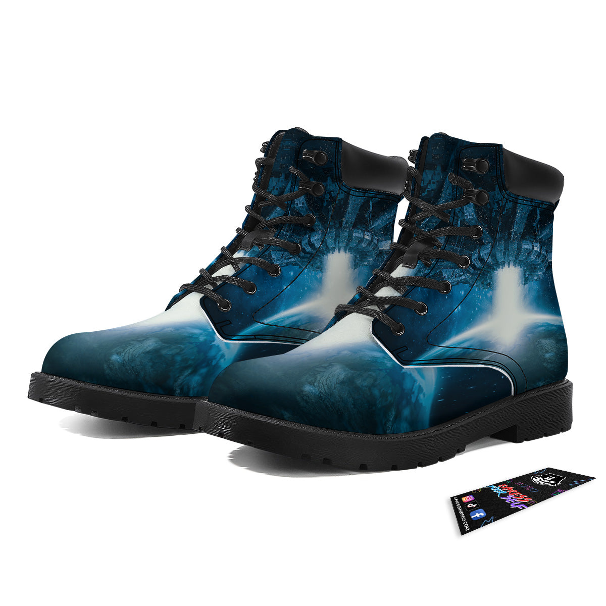 Planetary Invasion Print Boots-grizzshop