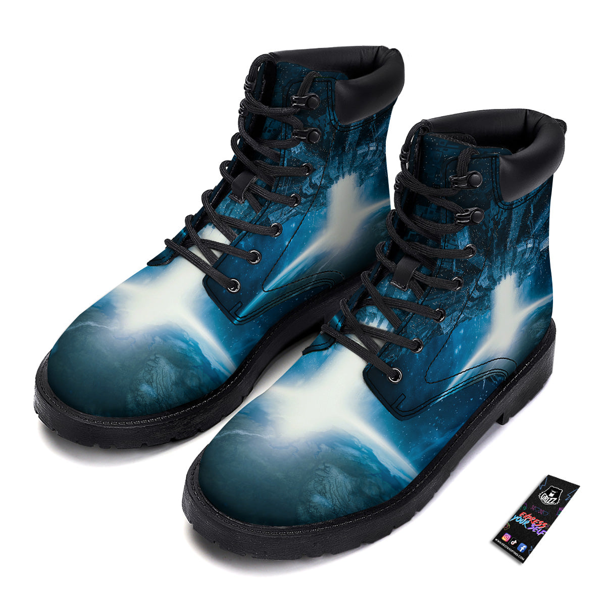 Planetary Invasion Print Boots-grizzshop