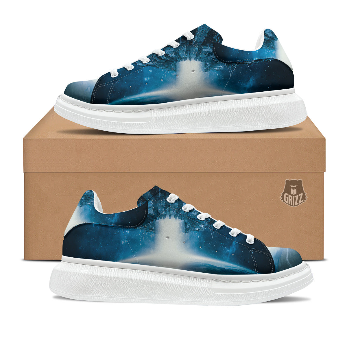 Planetary Invasion Print Platform Shoes-grizzshop