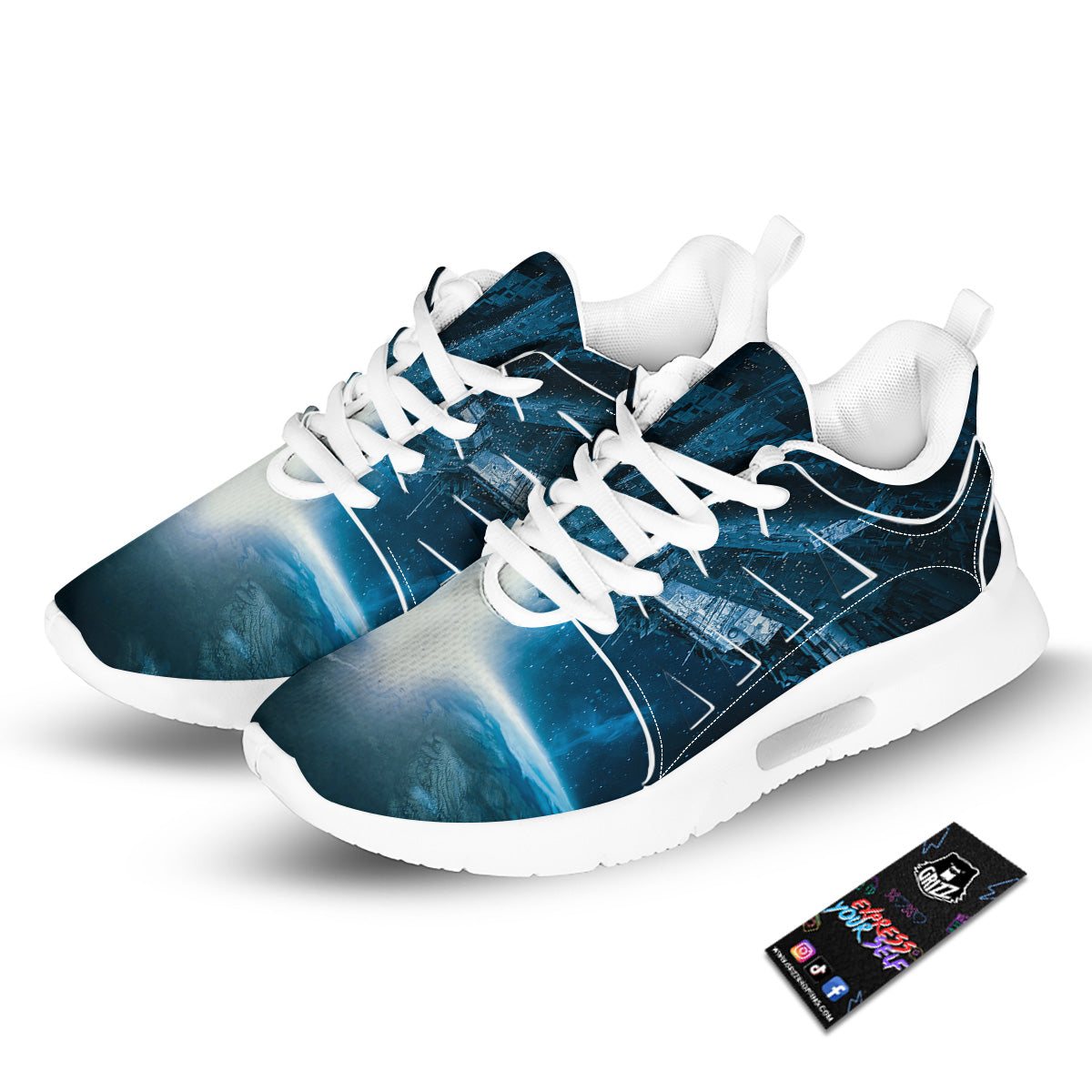 Planetary Invasion Print Tennis Shoes-grizzshop