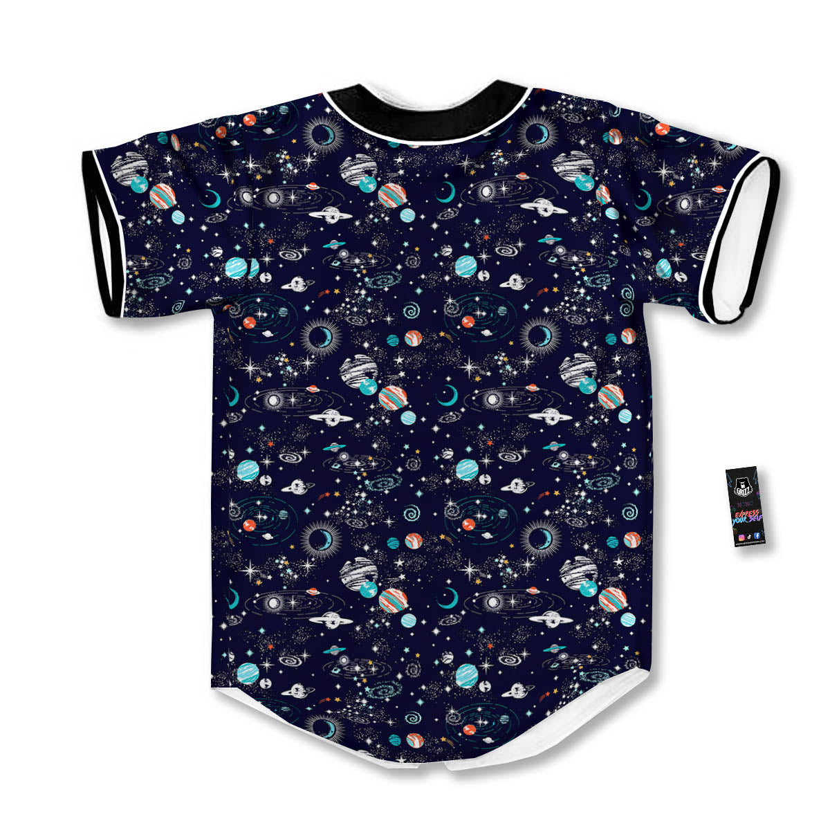 Planets And Constellations Print Pattern Baseball Jersey-grizzshop