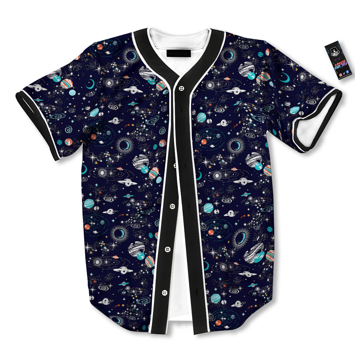 Planets And Constellations Print Pattern Baseball Jersey-grizzshop