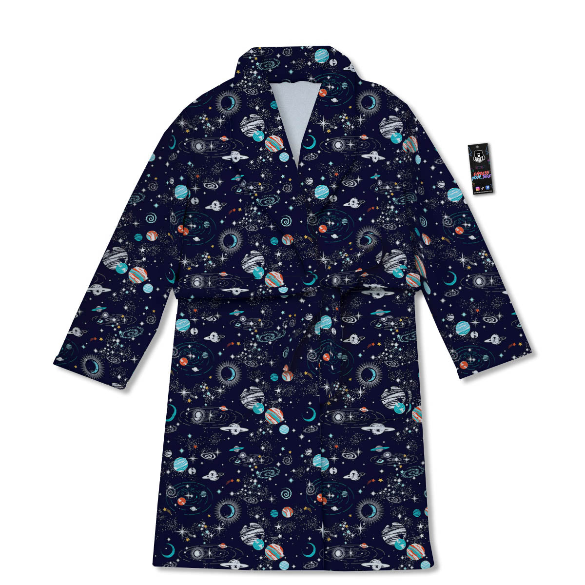 Planets And Constellations Print Pattern Bathrobe-grizzshop